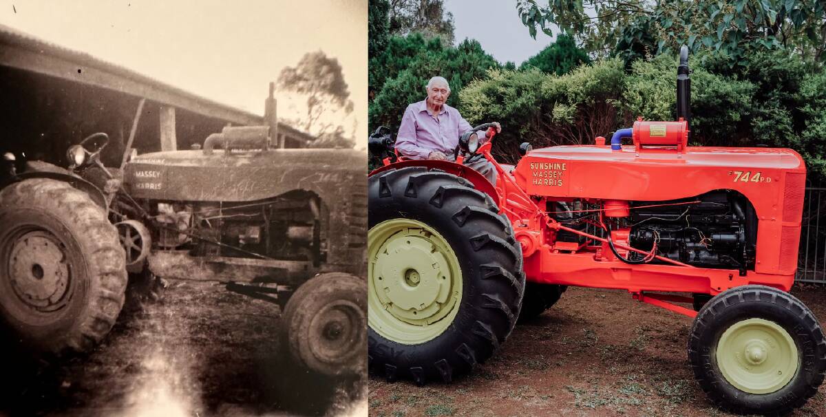 Former diesel mechanic Jim Sutton, 87, has restored his family's 70-year-old tractor. Pictures supplied, right picture supplied by Tam Perry Photography