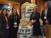 Elders' Sam Wan, WA grower Mikaela Knapp , WoolProducers Australia's Jo Hall and AJ&PA McBride's Anthony Uren were members of a panel discussion at last week's International Wool Textile Organisation conference.
