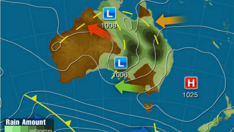  Synoptic chart for Tue 18th at 22:00 AEDT. Picture by Weatherzone.