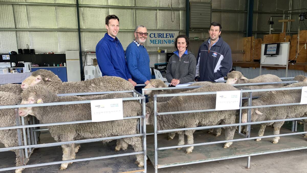 TRIALING TEST: The team from Curlew Merino stud, Edenhope who are assisting with the study into saliva-test trial.