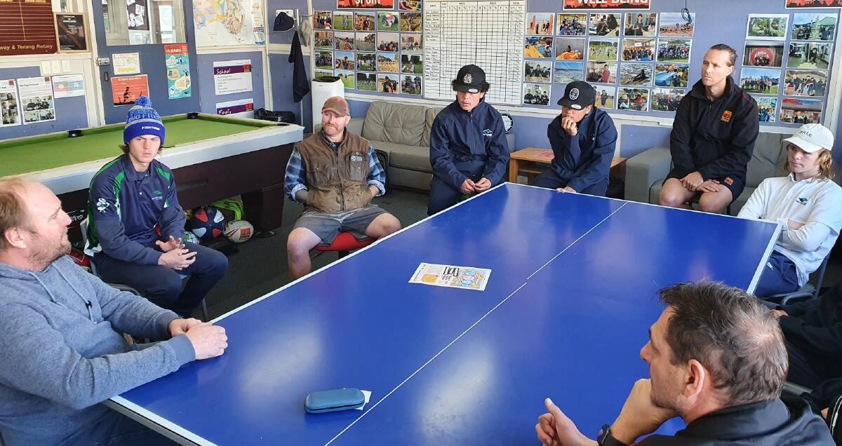 OPPORTUNITIES: Brad Sheen, Allansford, and Paul Dunn, Camperdown, shared their experiences in the dairy industry with Clontarf Academy members.