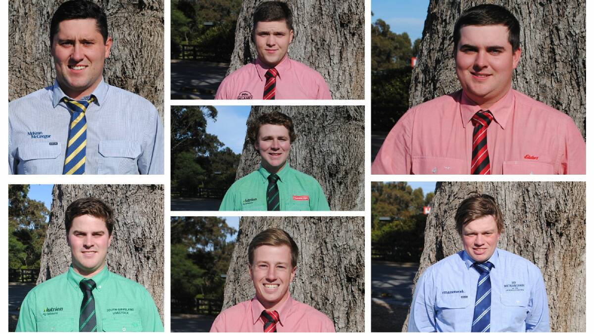 The seven Victorian finalists for the Australian Livestock & Property Agents Association (ALPA) Young Auctioneers Competition. Pictures by Barry Murphy 
