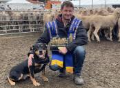Joe Spicer, GoGetta Kelpie stud, Hamilton, won the O'Sullivans Transport Central Victorian Yard Dog Competition at ASWS with his eight-year-old dog Clue. Picture by Petra Oates