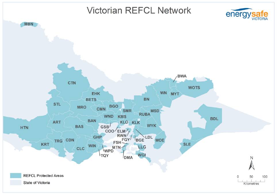 REFCLs were installed at substations supplying 22 kilovolt power lines in the highest bushfire risk areas following the Victorian Bushfires Royal Commission. Picture supplied by Essential Services Victoria