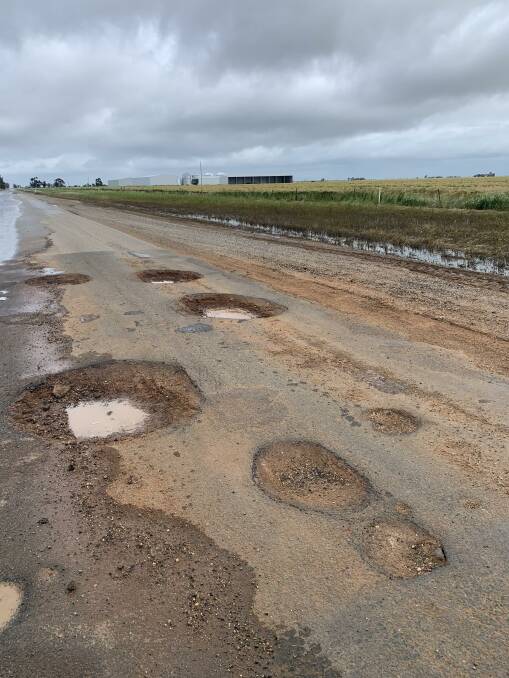 The Alliance says the Prairie-Rochester Rd has still not been repaired months after flooding in central Victoria. Picture supplied.