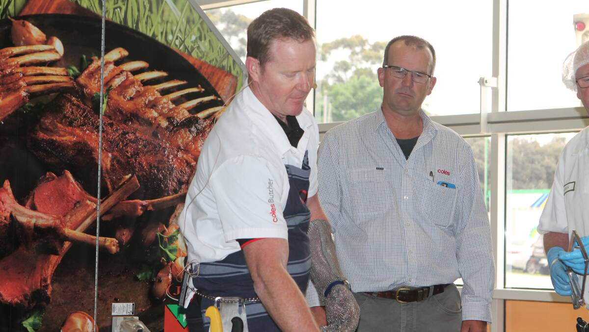 Coles managers Peter Smith and Stephen Rennie took producers through a demonstration on carcase cuts.