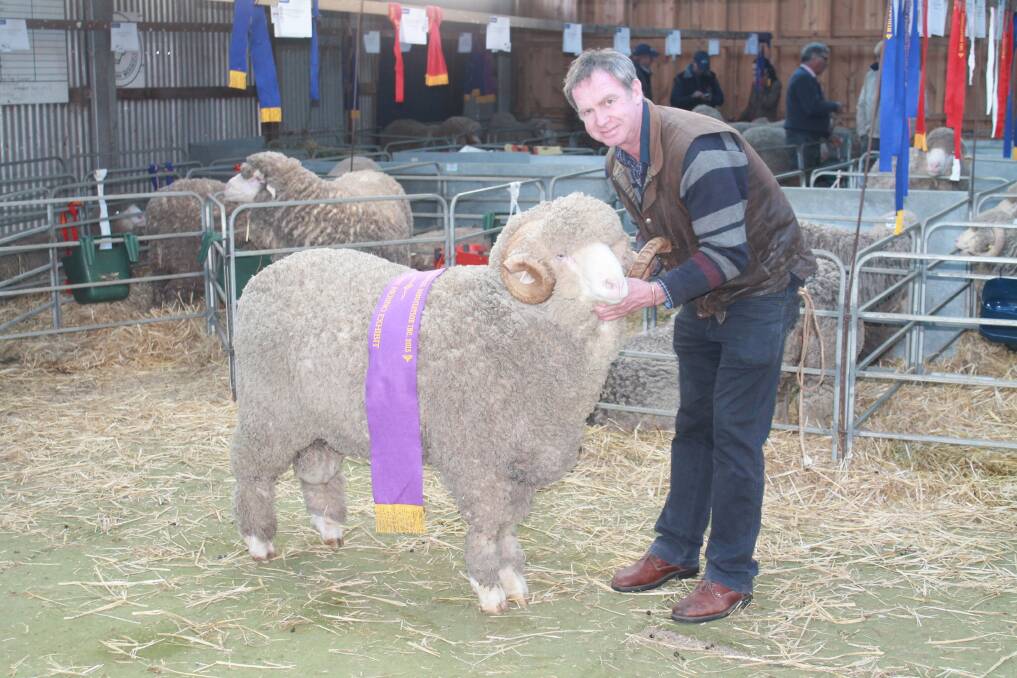 Alan Davis, Demondrille, NSW with one of his prize winning sheep.