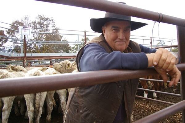 Malcolm Barker, with wife Sheila, Cobram, paid 241 cents a kilogram ($635) for Charolais-Angus steers at Euroa last week. 