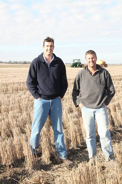 Agronomist Andrew Newall, left, and client Andrew Gawith, right, believe it is possible to get through breaking down stubbles to plant, providing the farming system is set up correctly.